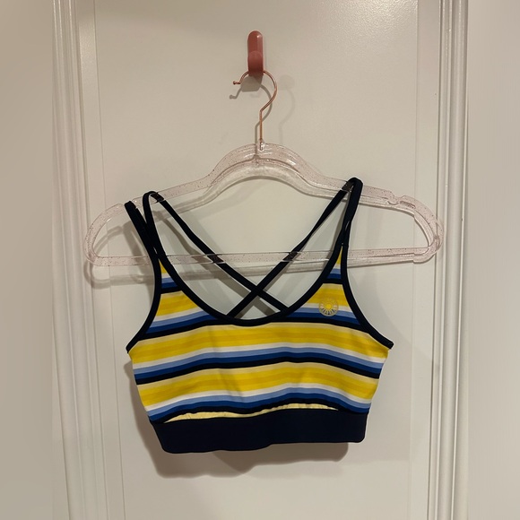 Soulcycle Yellow Striped Crossback Sports Bra - Picture 1 of 2